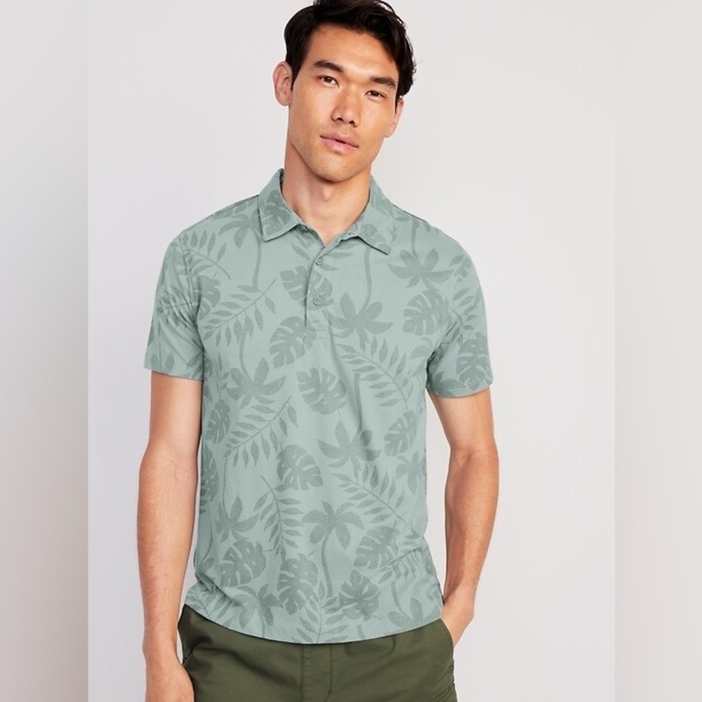 Old Navy Men's Green Tropical Classic Polo Men's Shirt Small